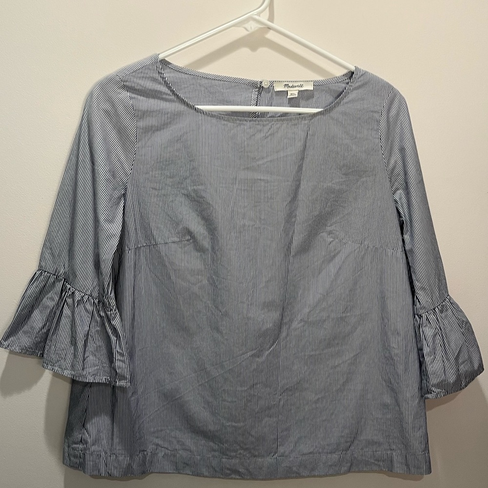 Madewell blue and white striped blouse